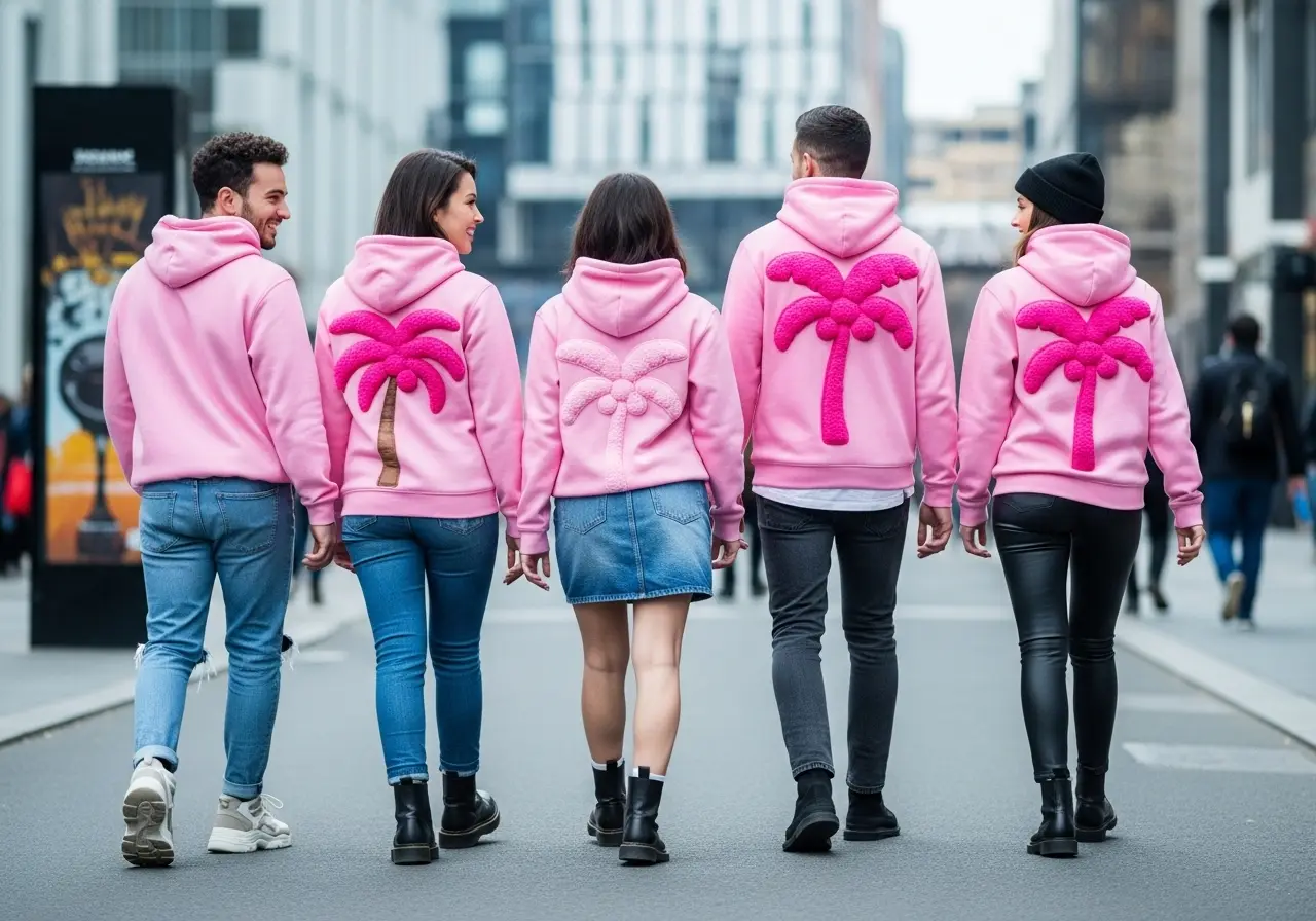 Why People Wear pink palm puff hoodie For Trendy Look